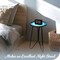 G128 12 in Round Glass Outdoor Side Table Ocean Pattern | Decorative Plant Stand, Small End Table for Garden Patio Porch Living Room